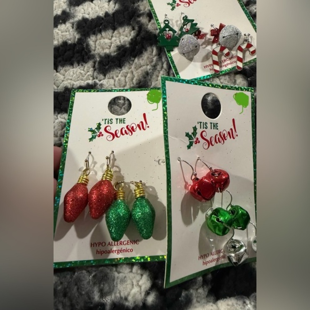 Bundle of 8 pair of Festive Red and Green Holiday Earrings